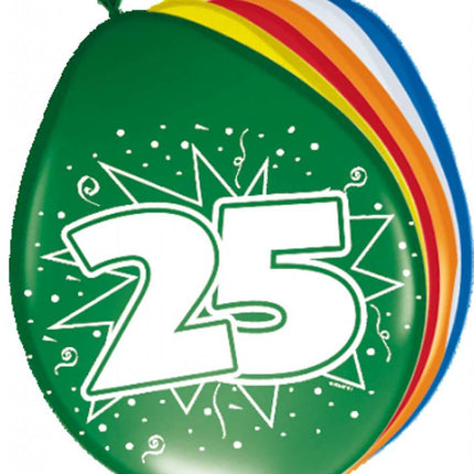 Ballonnen 25 Jaar 30cm 8st van Folat koop je bij Partywinkel