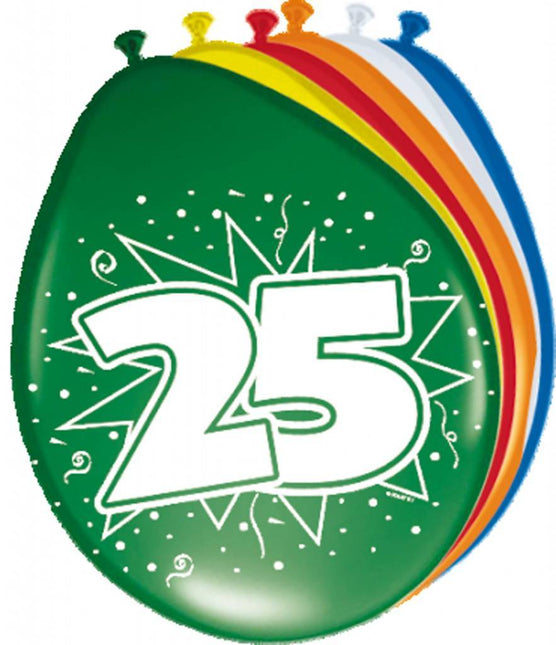 Ballonnen 25 Jaar 30cm 8st van Folat koop je bij Partywinkel