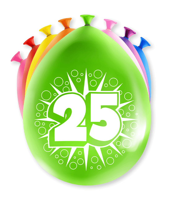 Ballonnen 25 Jaar Hoera 30cm 8st van Paper Dreams koop je bij Partywinkel
