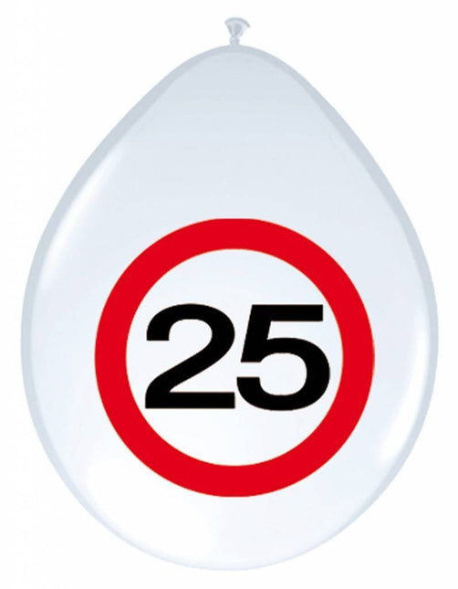Ballonnen 25 Jaar Verkeersbord 30cm 8st van Folat koop je bij Partywinkel