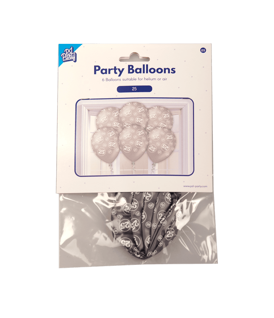 Ballonnen 25 Jaar Zilver 30cm 6st van Paper Dreams koop je bij Partywinkel