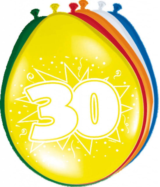 Ballonnen 30 Jaar 30cm 8st van Folat koop je bij Partywinkel