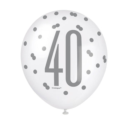 Ballonnen 40 Jaar Stippen Blauw 30cm 6st van Unique koop je bij Partywinkel