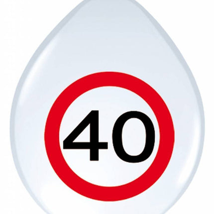 Ballonnen 40 Jaar Verkeersbord 30cm 8st van Folat koop je bij Partywinkel