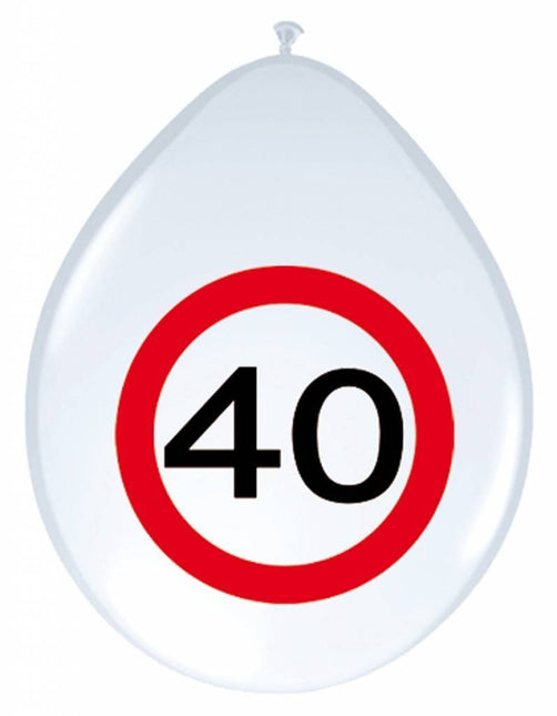 Ballonnen 40 Jaar Verkeersbord 30cm 8st van Folat koop je bij Partywinkel