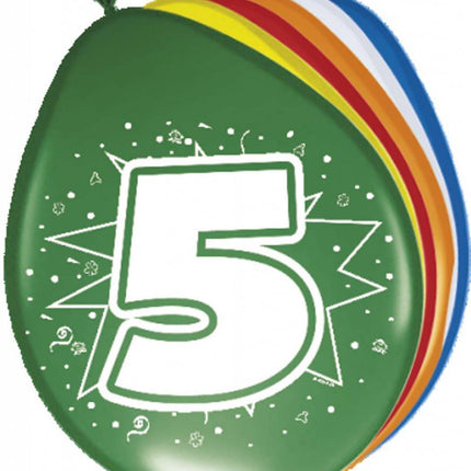 Ballonnen 5 Jaar 30cm 8st van Folat koop je bij Partywinkel