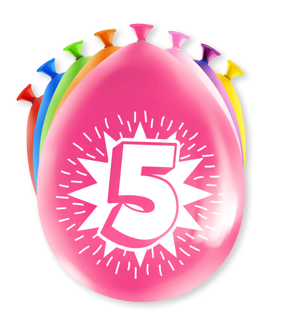 Ballonnen 5 Jaar Hoera 30cm 8st van Paper Dreams koop je bij Partywinkel