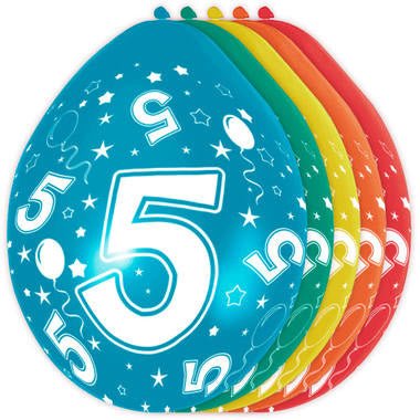 Ballonnen 5 Jaar Versiering 30cm 5st van Folat koop je bij Partywinkel