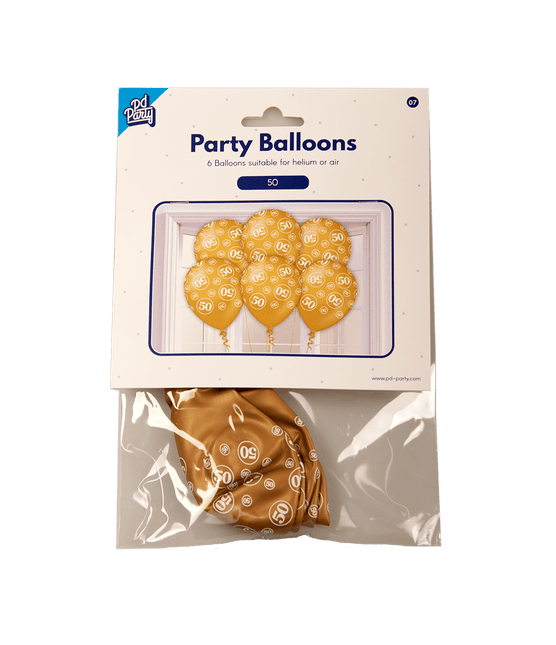 Ballonnen 50 Jaar 30cm 6st van Paper Dreams koop je bij Partywinkel