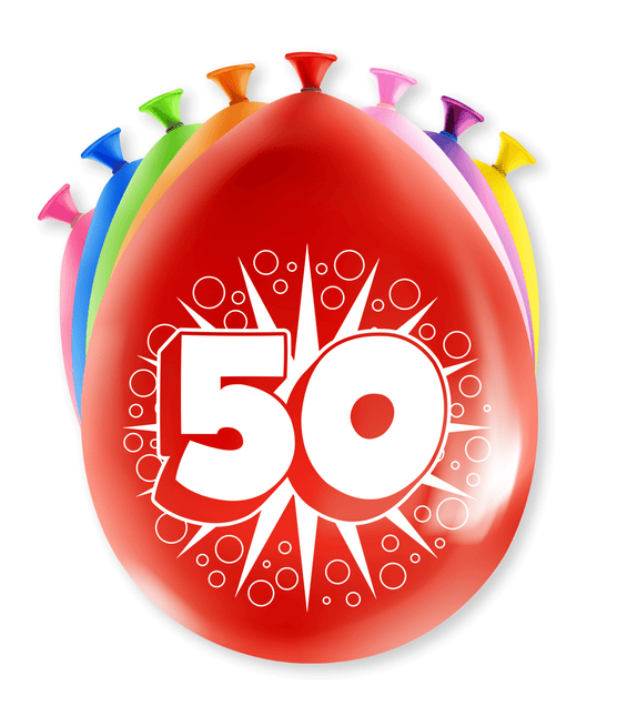 Ballonnen 50 Jaar Hoera 30cm 8st van Paper Dreams koop je bij Partywinkel