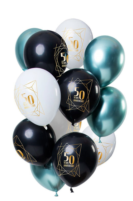 Ballonnen 50 Jaar Jubileum 30cm 12st van Folat koop je bij Partywinkel