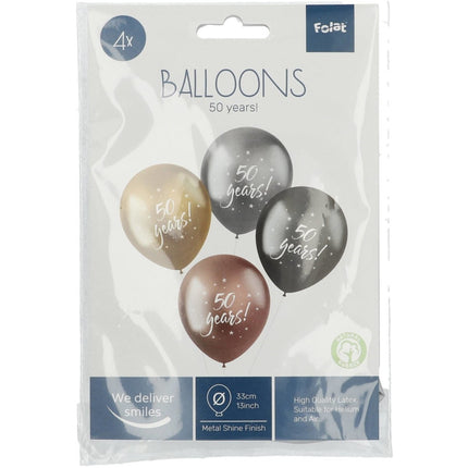Ballonnen 50 Years 33cm 4st van Folat koop je bij Partywinkel