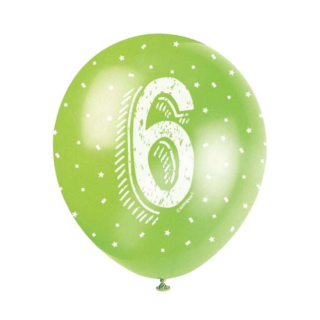 Ballonnen 6 Jaar Confetti 30cm 5st van Unique koop je bij Partywinkel