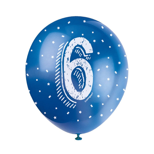 Ballonnen 6 Jaar Confetti 30cm 5st van Unique koop je bij Partywinkel