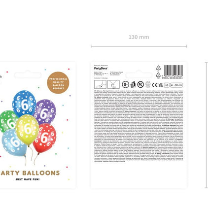 Ballonnen 6 Jaar Gekleurd Metallic 30cm 6st van Partydeco koop je bij Partywinkel