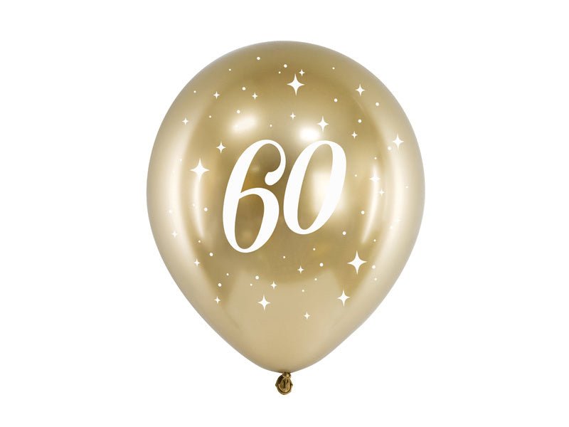 Ballonnen 60 Jaar Goud 30cm 6st van Partydeco koop je bij Partywinkel