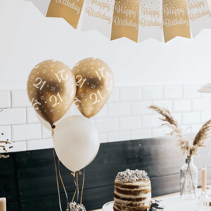 Ballonnen 60 Jaar Goud Wit 30cm 8st van Paper Dreams koop je bij Partywinkel