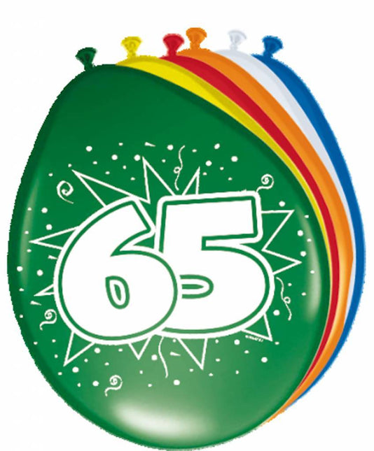Ballonnen 65 Jaar 30cm 8st van Folat koop je bij Partywinkel