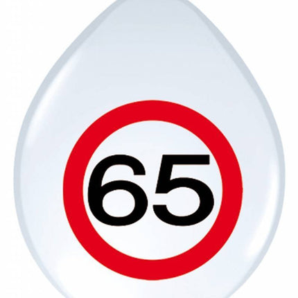 Ballonnen 65 Jaar Verkeersbord 30cm 8st van Folat koop je bij Partywinkel