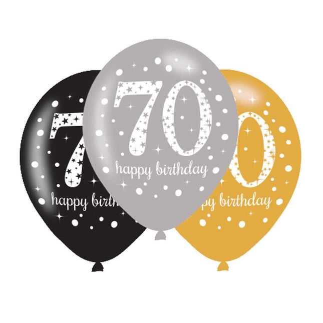 Ballonnen 70 Jaar Happy Birthday 27,5cm 6st van Riethmueller koop je bij Partywinkel