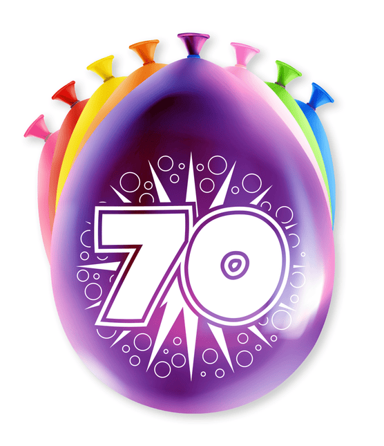 Ballonnen 70 Jaar Hoera 30cm 8st van Paper Dreams koop je bij Partywinkel