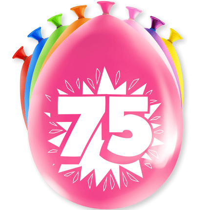 Ballonnen 75 Jaar Hoera 30cm 8st van Paper Dreams koop je bij Partywinkel