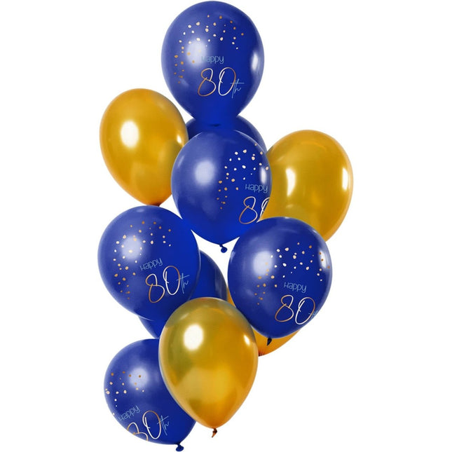 Ballonnen 80 Jaar Blauw 30cm 12st van Folat koop je bij Partywinkel