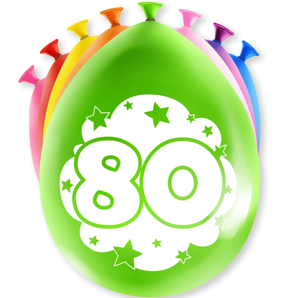 Ballonnen 80 Jaar Hoera 30cm 8st van Paper Dreams koop je bij Partywinkel