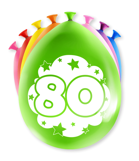 Ballonnen 80 Jaar Hoera 30cm 8st van Paper Dreams koop je bij Partywinkel