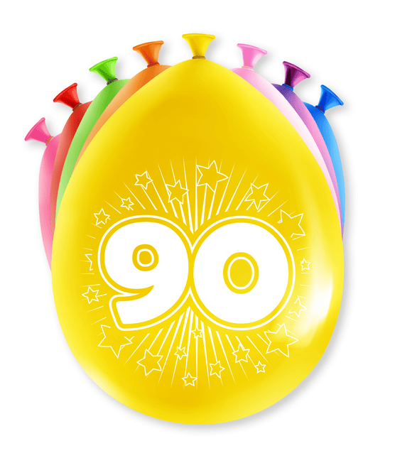 Ballonnen 90 Jaar Hoera 30cm 8st van Paper Dreams koop je bij Partywinkel