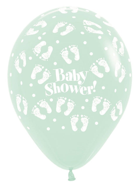 Ballonnen Baby Shower Footprints Pastel Matte Mix 30cm 25st van Sempertex koop je bij Partywinkel