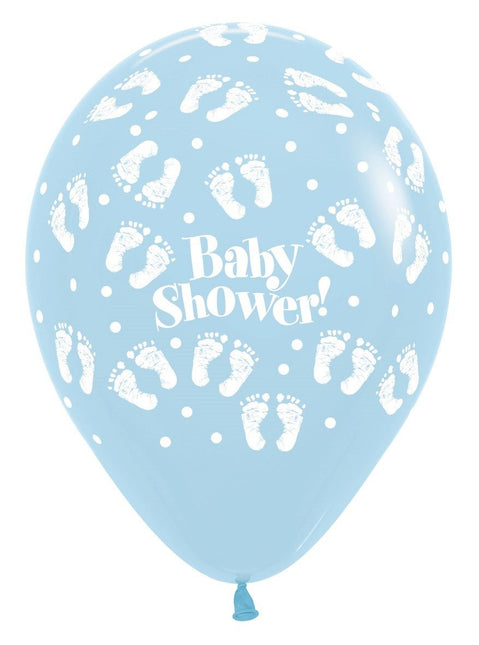 Ballonnen Baby Shower Footprints Pastel Matte Mix 30cm 25st van Sempertex koop je bij Partywinkel