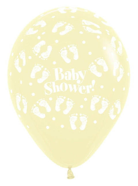 Ballonnen Baby Shower Footprints Pastel Matte Mix 30cm 25st van Sempertex koop je bij Partywinkel