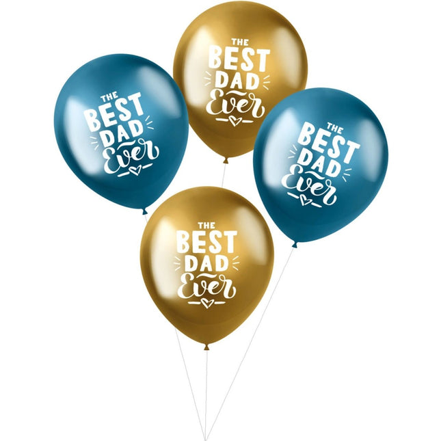 Ballonnen Best Dad Ever 33cm 4st van Folat koop je bij Partywinkel