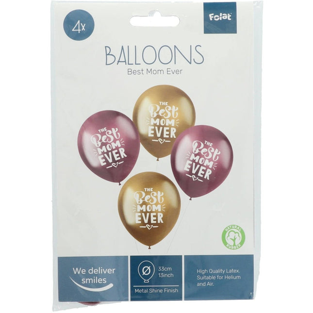 Ballonnen Best Mom Ever 33cm 4st van Folat koop je bij Partywinkel