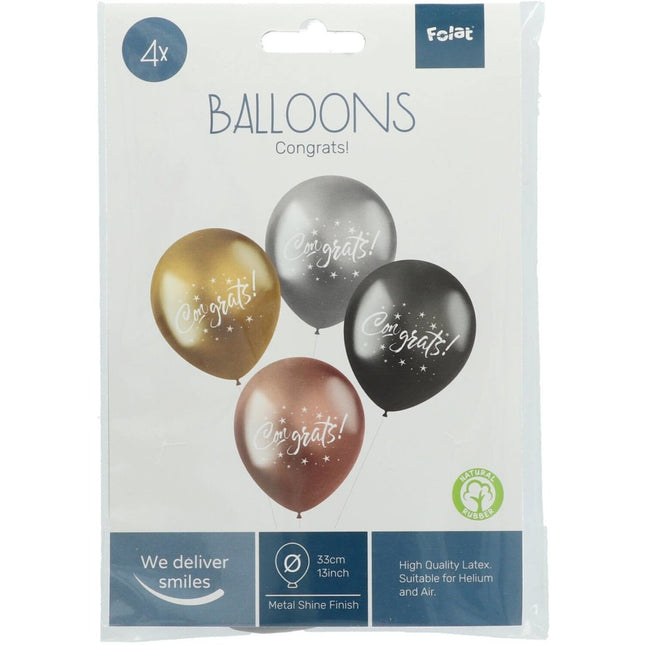 Ballonnen Congrats 33cm 4st van Folat koop je bij Partywinkel