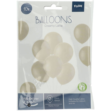 Ballonnen Creamy Latte 33cm - 10 stuks van Folat koop je bij Partywinkel