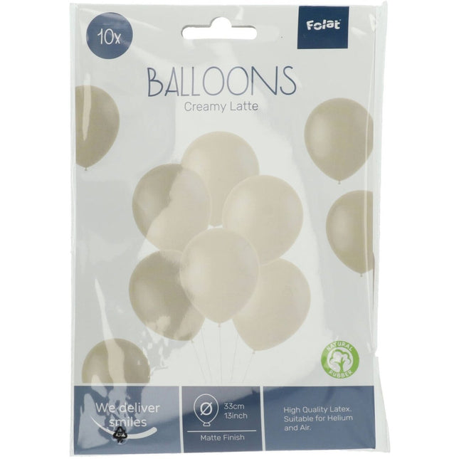 Ballonnen Creamy Latte 33cm - 10 stuks van Folat koop je bij Partywinkel