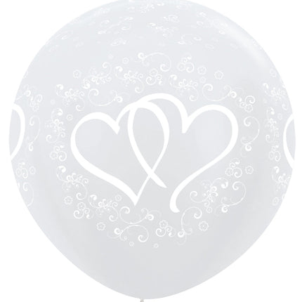 Ballonnen Entwinted Hearts Pearl White 91cm 2st van Sempertex koop je bij Partywinkel