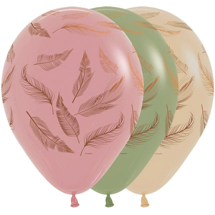 Ballonnen Feathers Mix Copper Ink 30cm 25st van Sempertex koop je bij Partywinkel