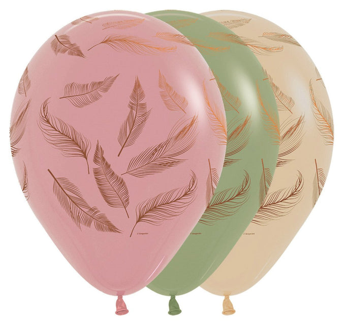 Ballonnen Feathers Mix Copper Ink 30cm 25st van Sempertex koop je bij Partywinkel
