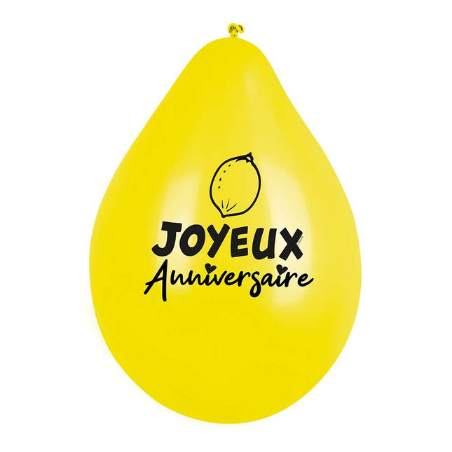 Ballonnen Fruit Joyeux Anniversaire 25cm 6st van Boland koop je bij Partywinkel