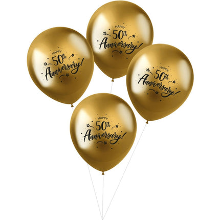 Ballonnen Happy 50Th Anniversary 33cm 4st van Folat koop je bij Partywinkel