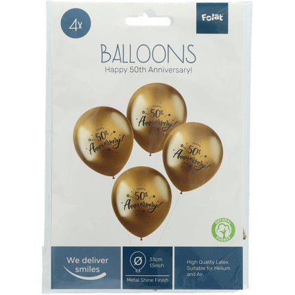 Ballonnen Happy 50Th Anniversary 33cm 4st van Folat koop je bij Partywinkel