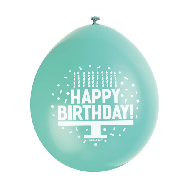 Ballonnen Happy Birthday 28cm 10st van Unique koop je bij Partywinkel