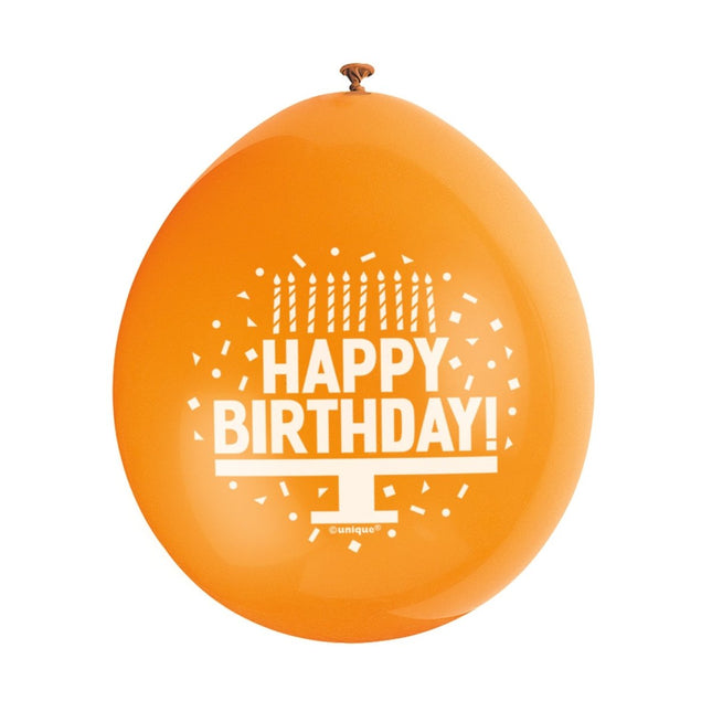 Ballonnen Happy Birthday 28cm 10st van Unique koop je bij Partywinkel