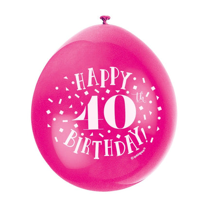 Ballonnen Happy Birthday 40 Jaar 28cm 10st van Unique koop je bij Partywinkel