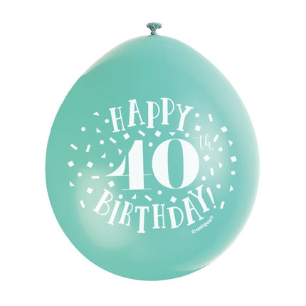 Ballonnen Happy Birthday 40 Jaar 28cm 10st van Unique koop je bij Partywinkel