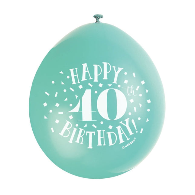 Ballonnen Happy Birthday 40 Jaar 28cm 10st van Unique koop je bij Partywinkel