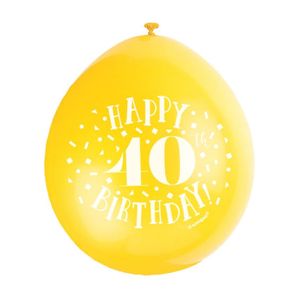 Ballonnen Happy Birthday 40 Jaar 28cm 10st van Unique koop je bij Partywinkel